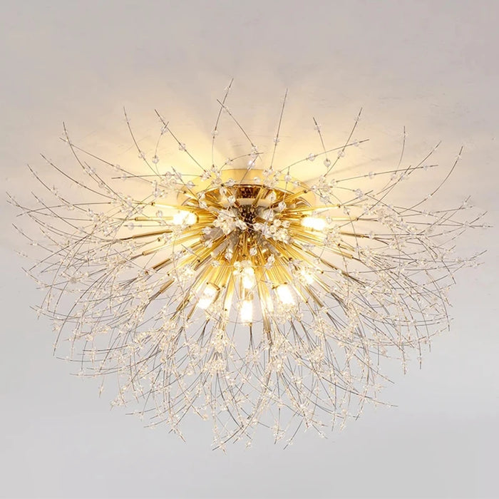 Lustre cristal pissenlit doré