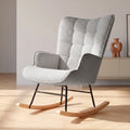 Rocking chair capitonné gris perle à dossier à oreilles