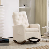 Fauteuil d'allaitement à bascule en teddy blanc