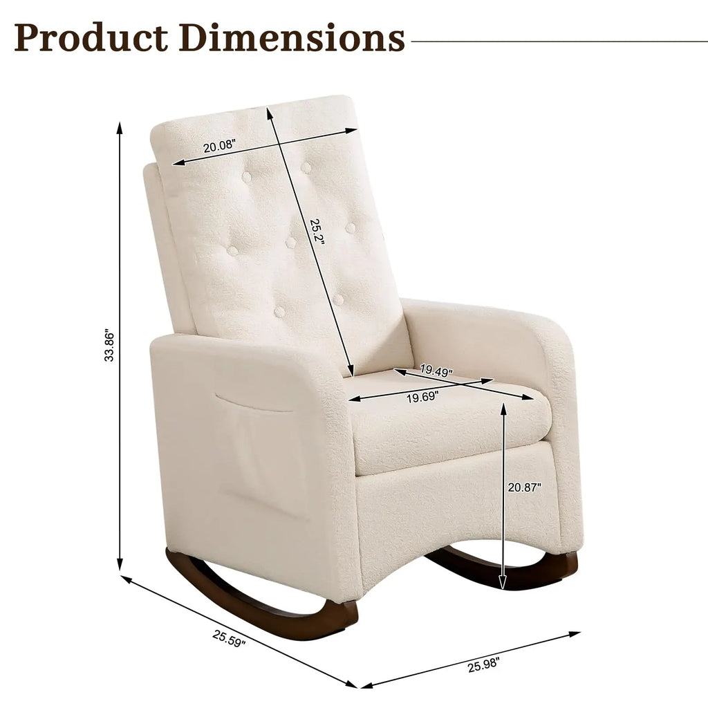 Dimensions du fauteuil d'allaitement à bascule blanc
