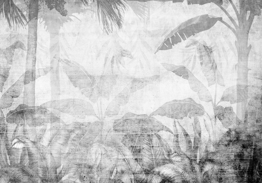 Papier peint panoramique jungle en grisaille