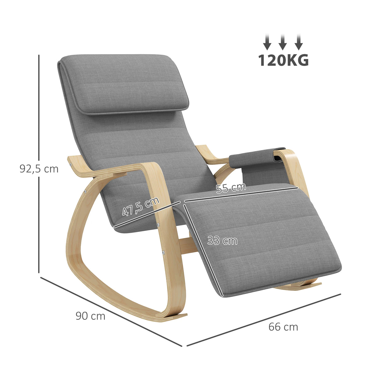 Dimensions du fauteuil relax à bascule
