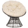 Fauteuil papasan pivotant en résine tressée avec coussin écru