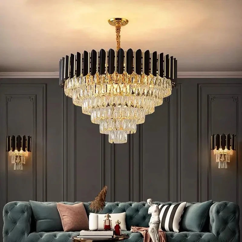 Lustre cristal noir et doré