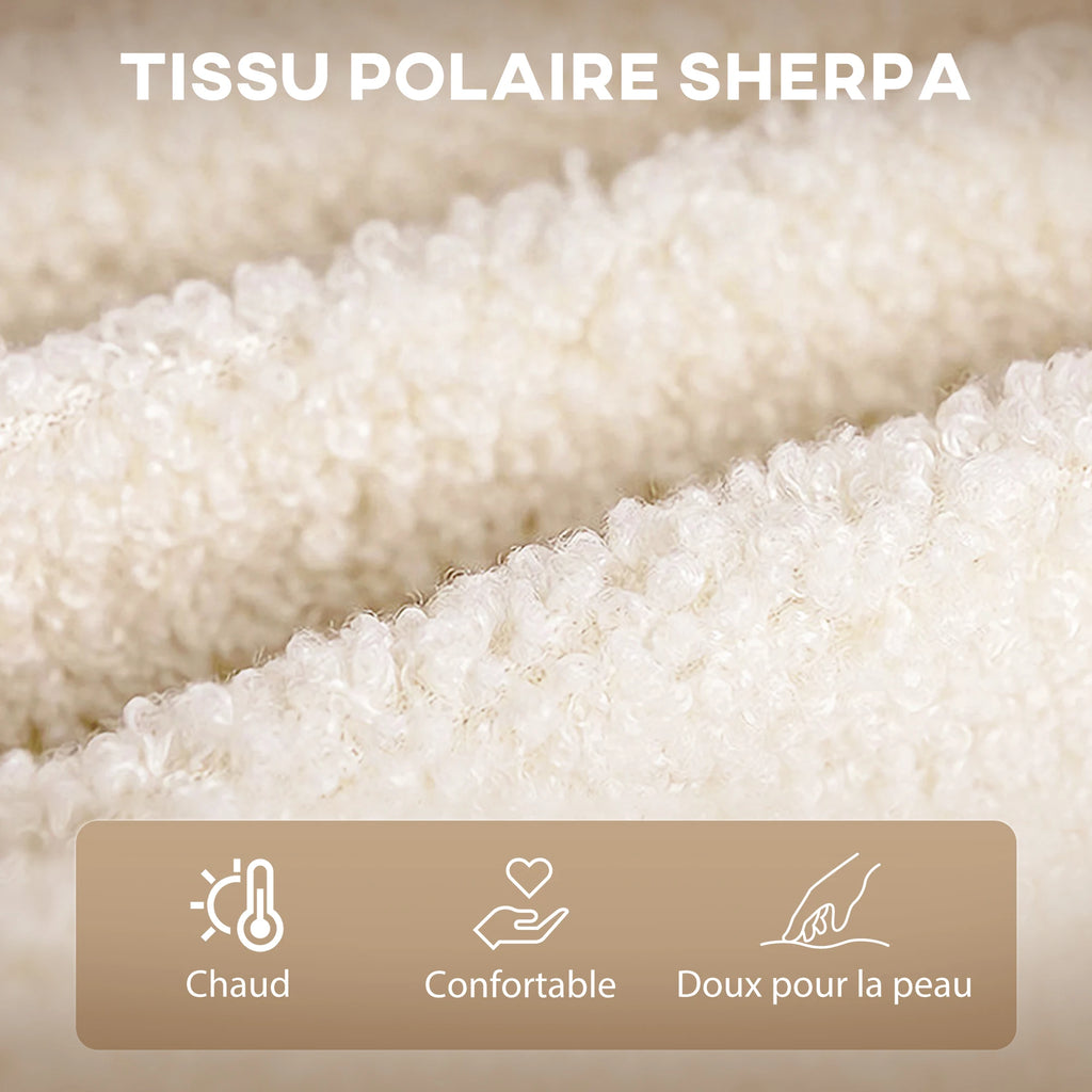 Détail du tissu bouclette crème