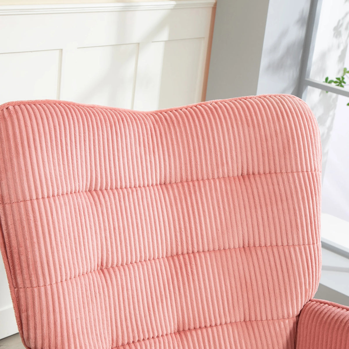 Détail du velours côtelé rose capitonné