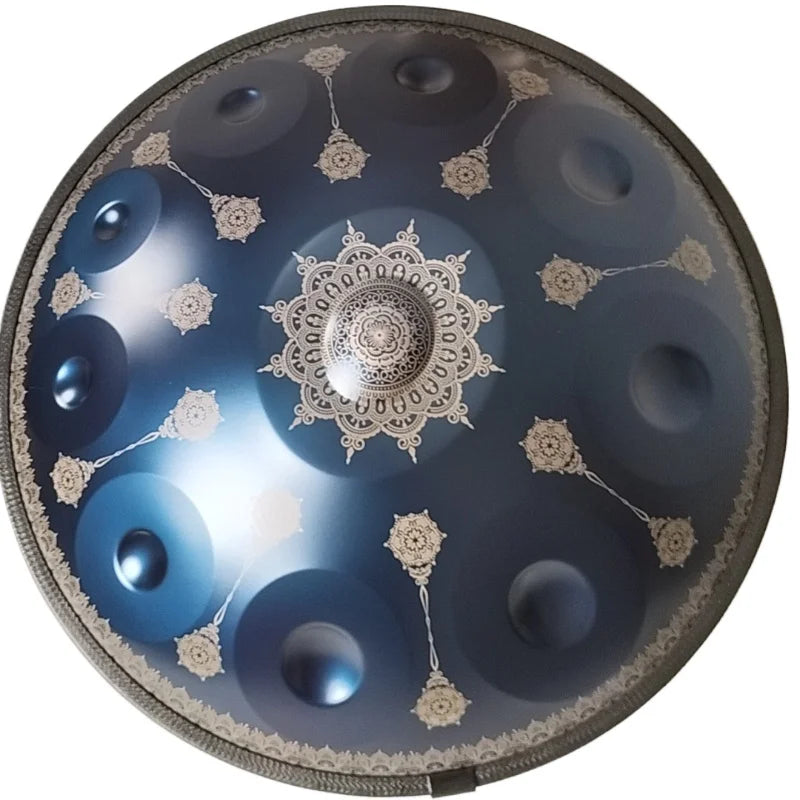 Handpan bleu gravé