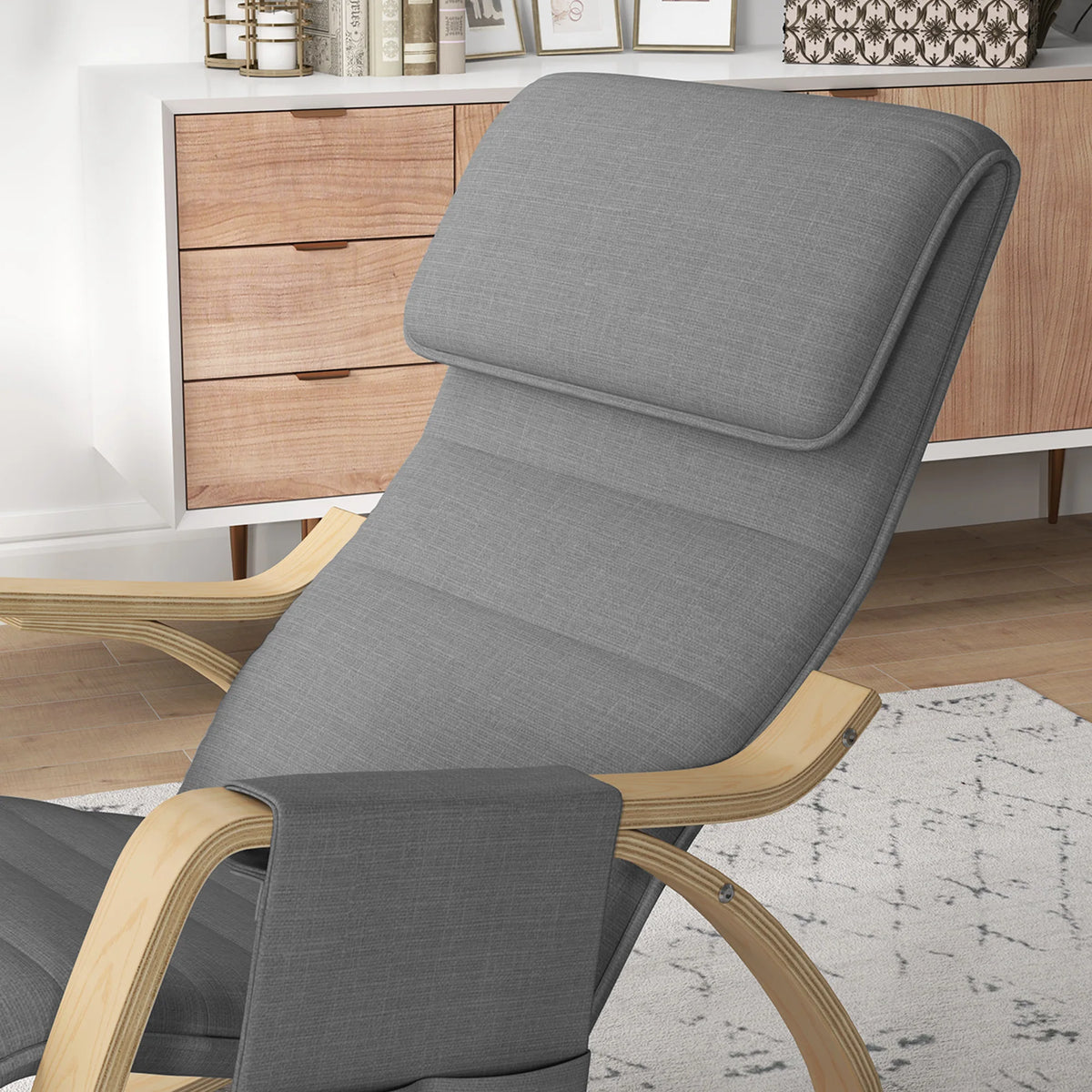 Détail du fauteuil relax gris