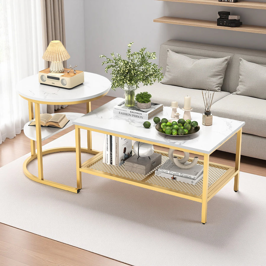 Table basse et table d'appoint, lot de 2