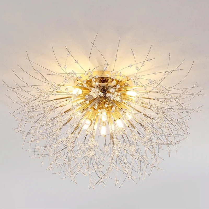 Lustre cristal pissenlit doré
