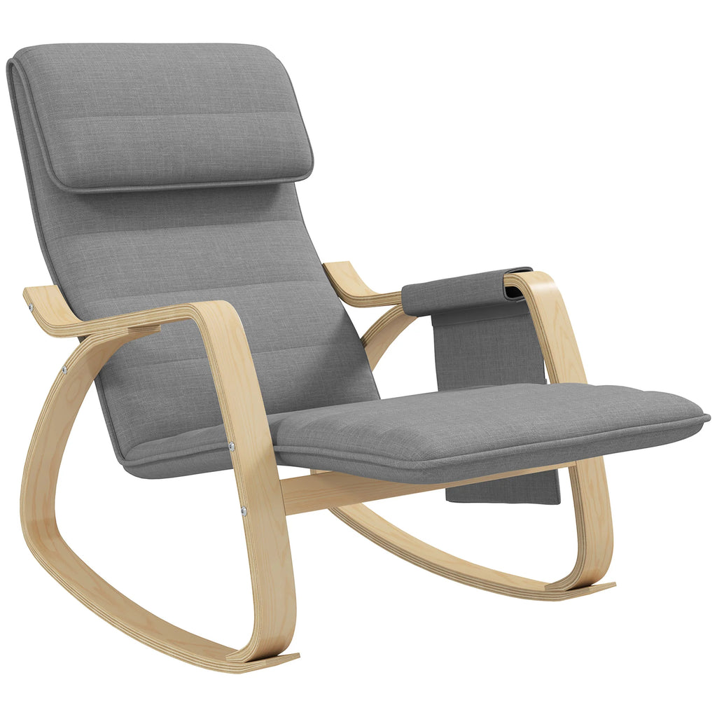 Fauteuil relax à bascule gris avec repose-pieds