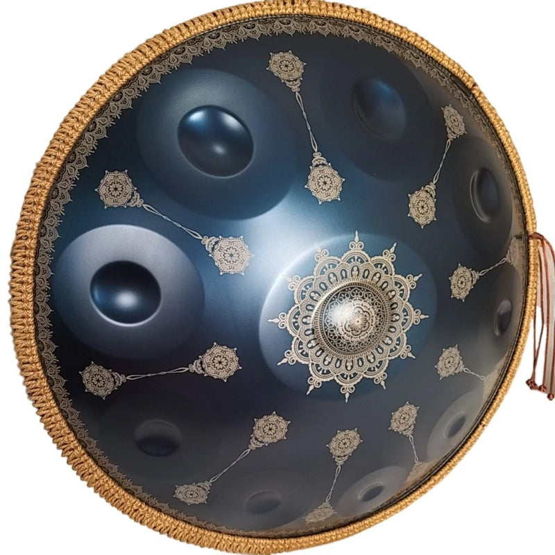 Handpan bleu gravé