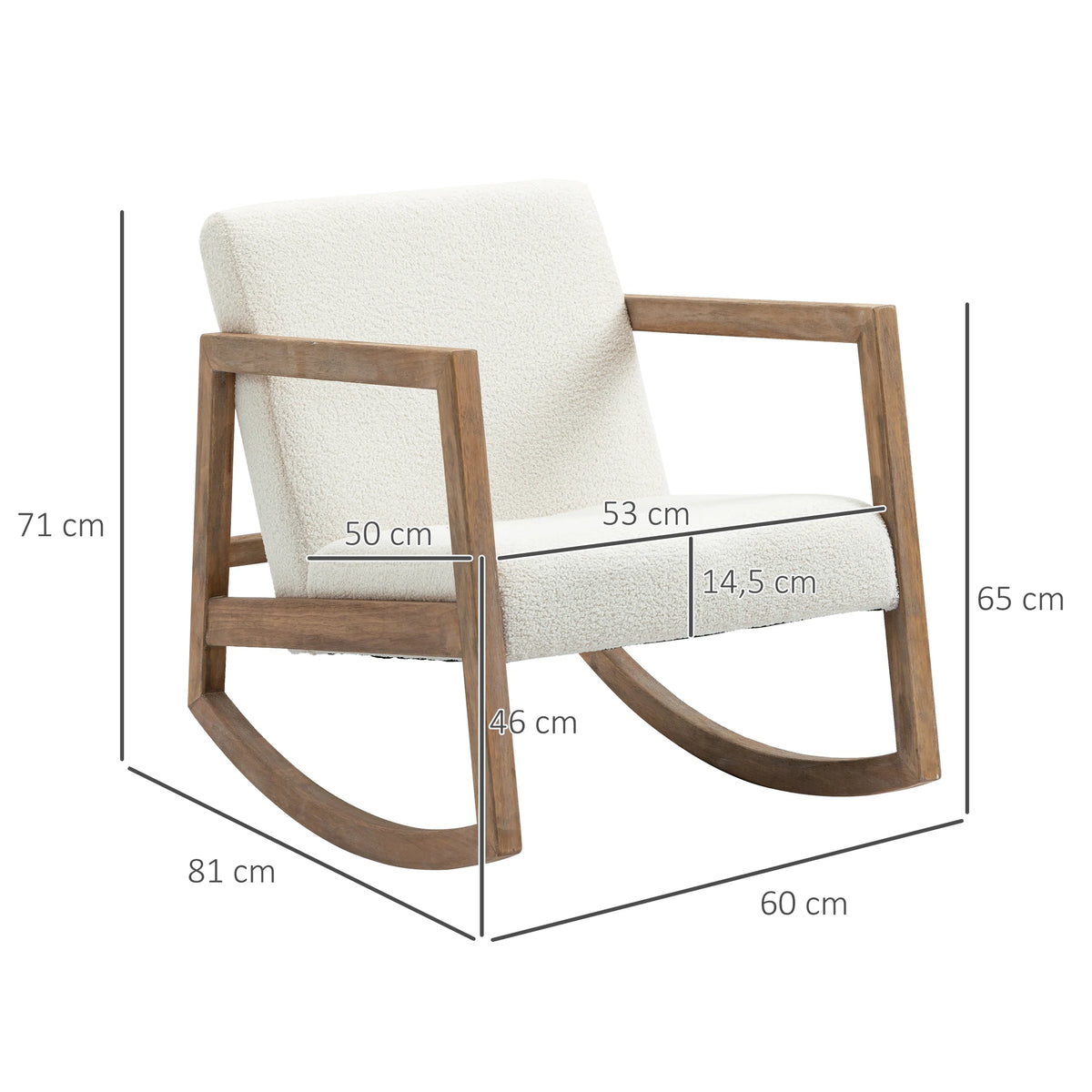 Dimensions du rocking chair scandinave en bouclette