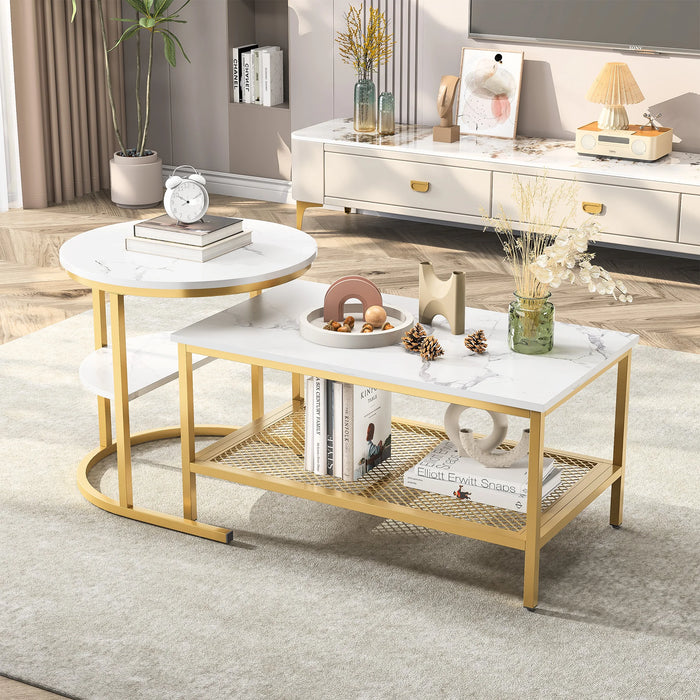 Table basse et table d'appoint, lot de 2