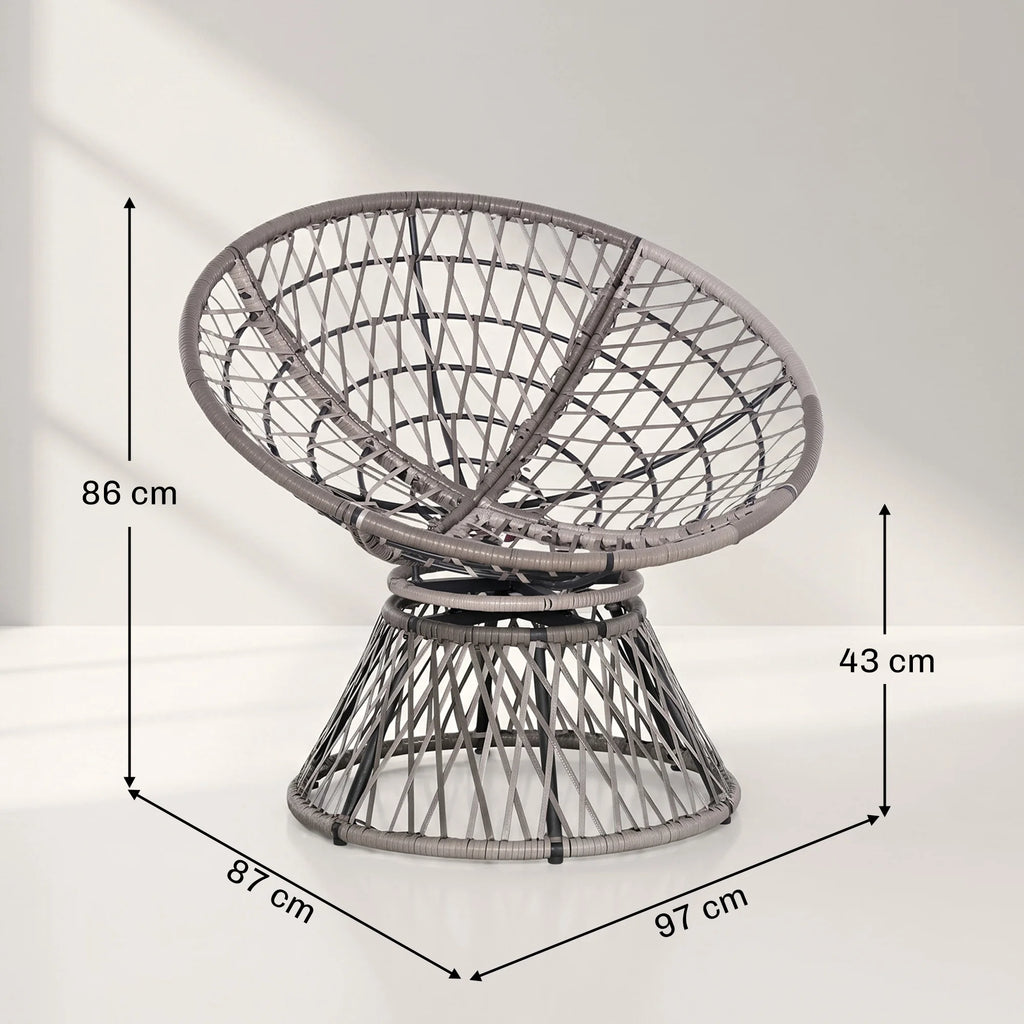 Dimensions du fauteuil papasan pivotant