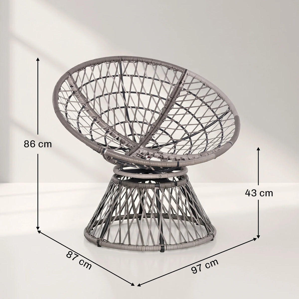 Dimensions du fauteuil papasan pivotant