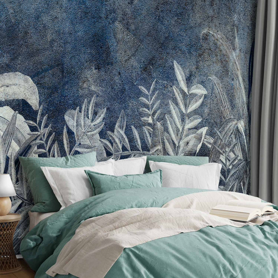 Fresque Jungle de nuit posée sur un mur