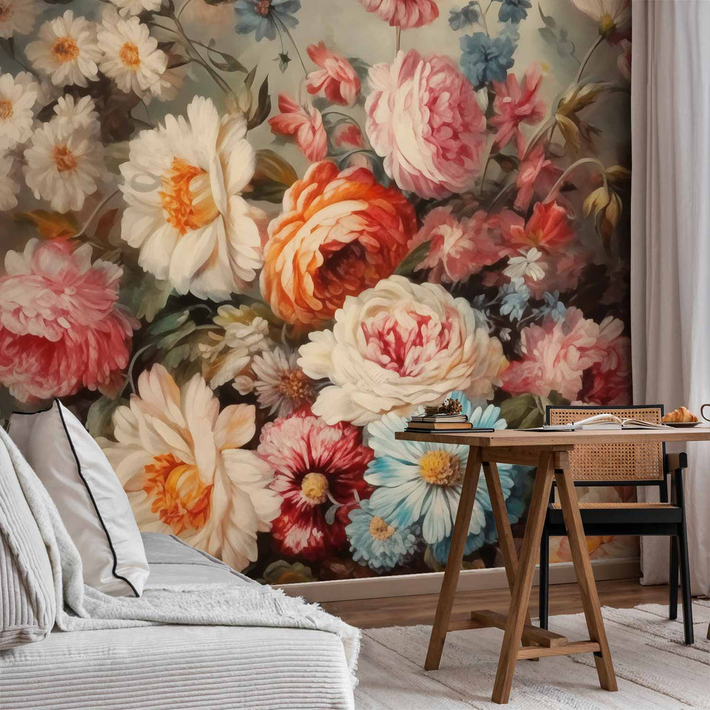 Détail du papier peint parfum de jardin