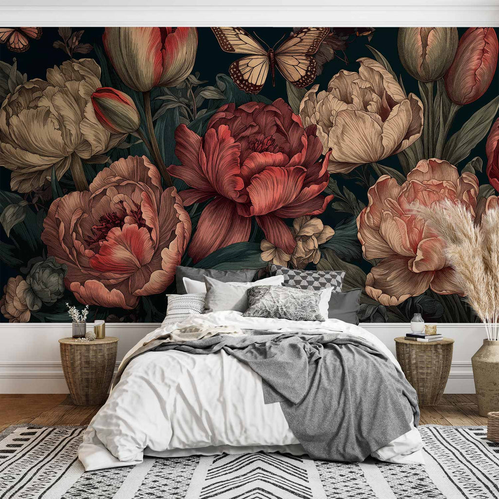 Pivoines gravées vues en situation