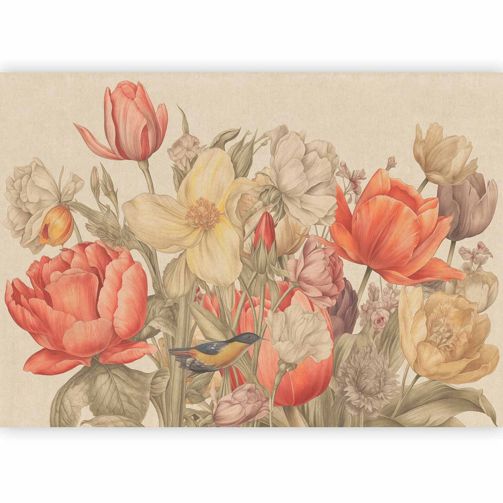 Bouquet de tulipes posé dans une chambre