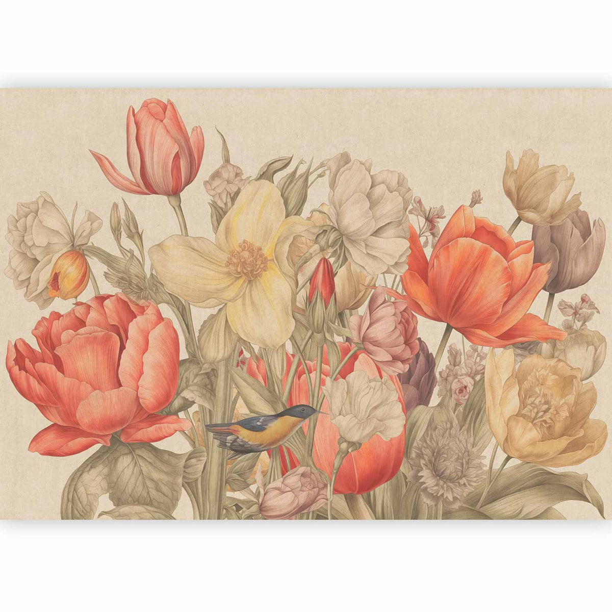 Bouquet de tulipes posé dans une chambre