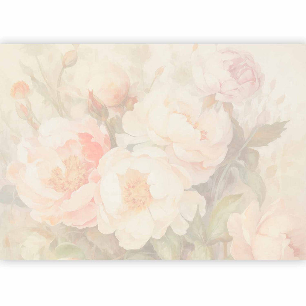 Pivoines dans la brume posées dans une chambre