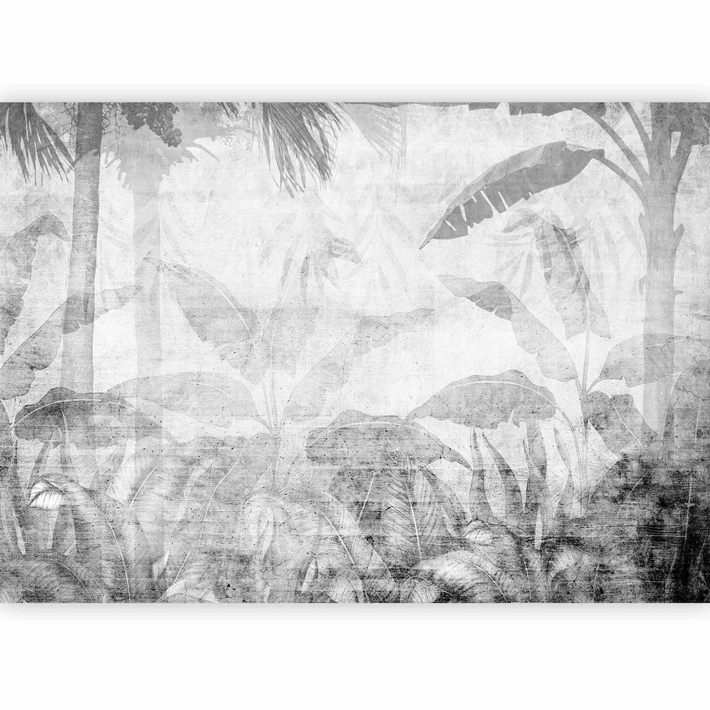 Jungle en grisaille posée dans un salon