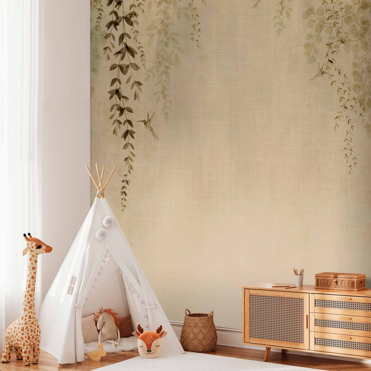 Colibris en situation sur un mur d'intérieur