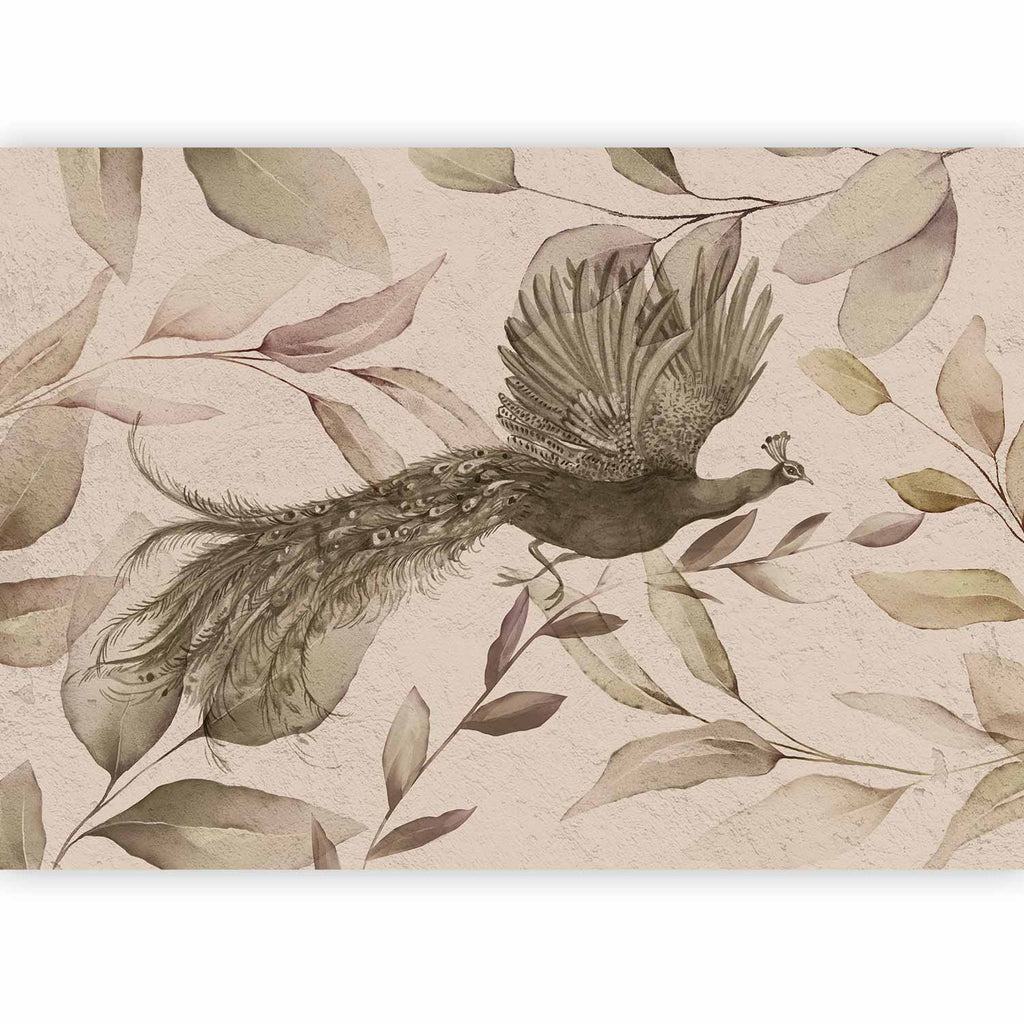 Papier peint panoramique Oiseau au feuillage posé dans un salon