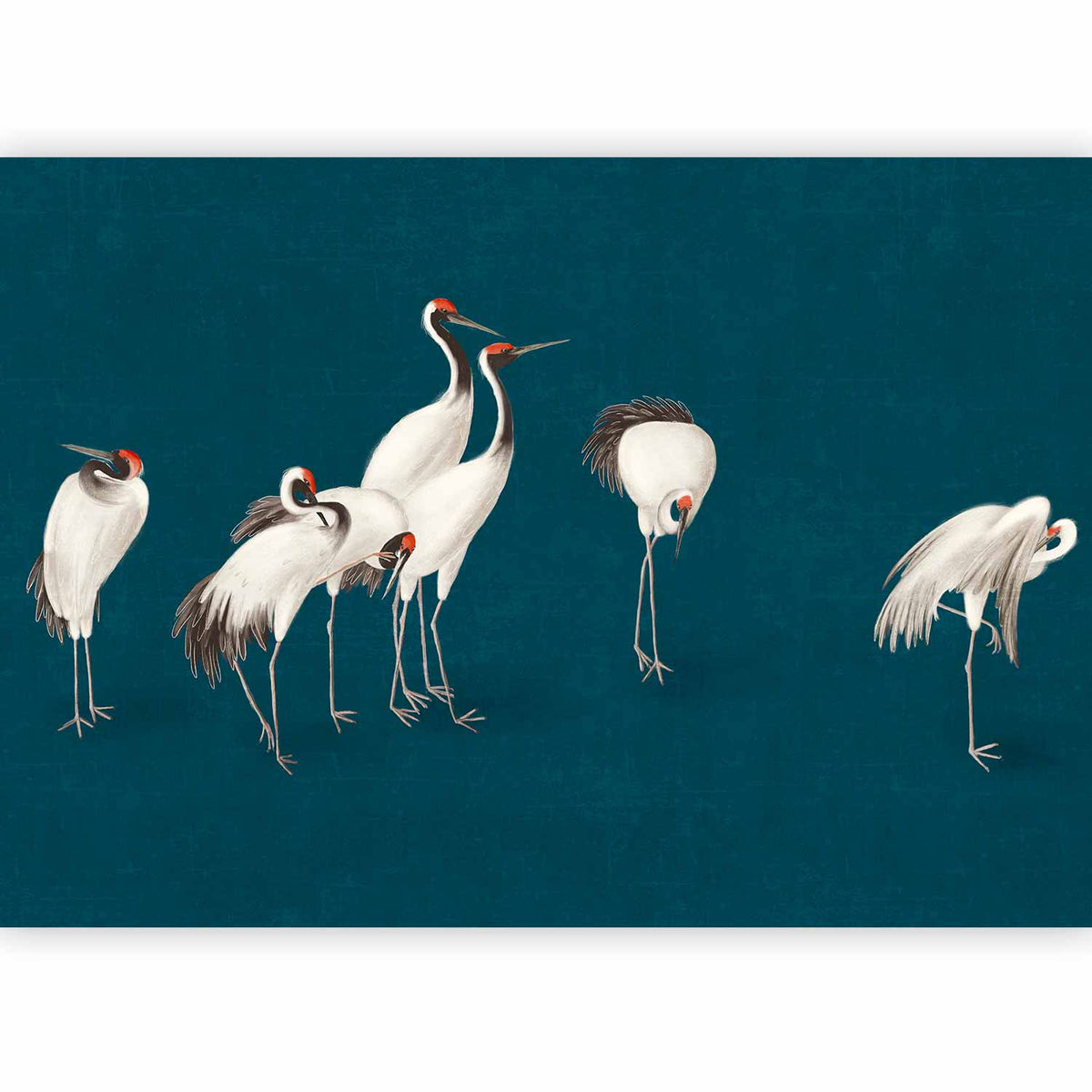Papier peint panoramique Grues au crépuscule posé dans un salon